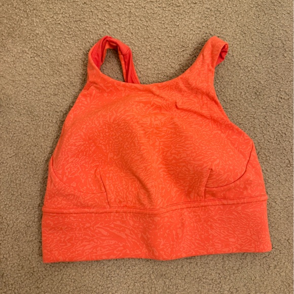 Lululemon Athletica Vibrant Orange High Neck Long Line Sports Bra - Picture 1 of 3